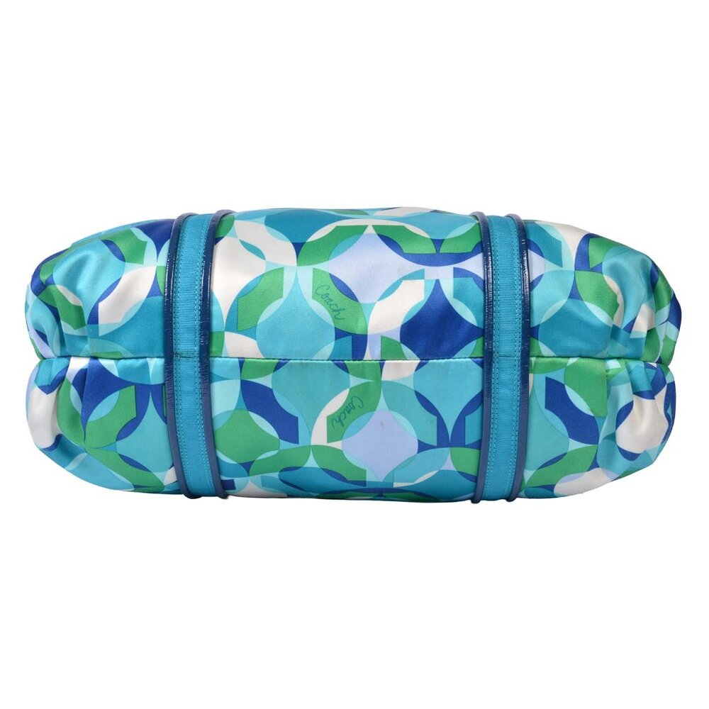 Coach Teal Blue Green Geometric Shoulder Tote - Picture 14 of 16